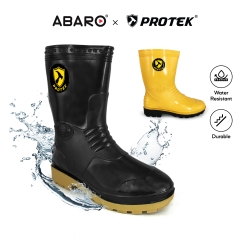 Mid-Calf Rain Boots With Fabric Inner PT99 Black | Yellow PROTEK